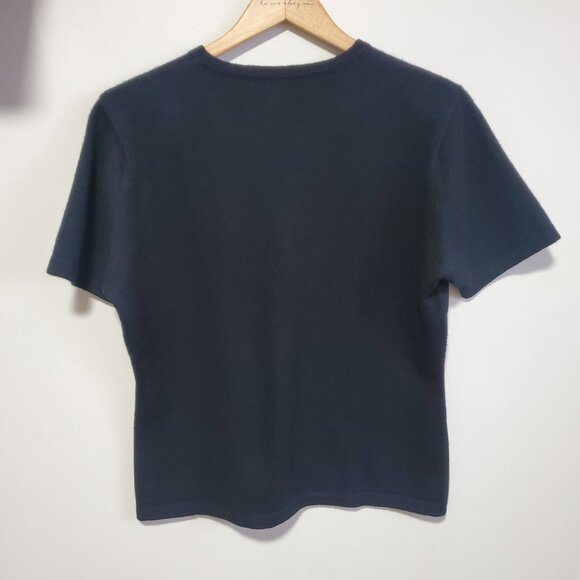 THE WORK CONNECTION Vintage Cashmere Crewneck SS Sweater Black Women's Large - Picture 6 of 9